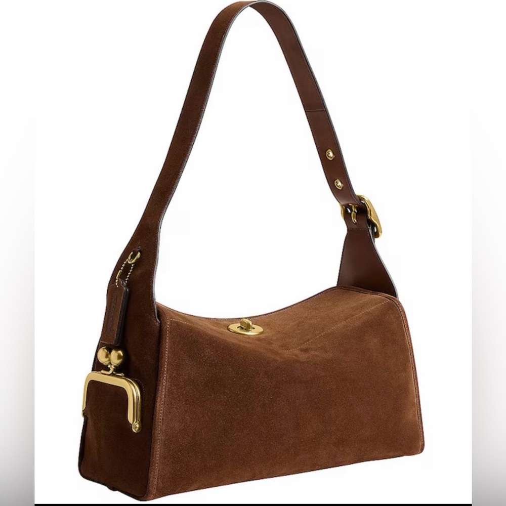 Coach Originals Turnlock Haversack Suede Shoulder Bag - Picture 3 of 8